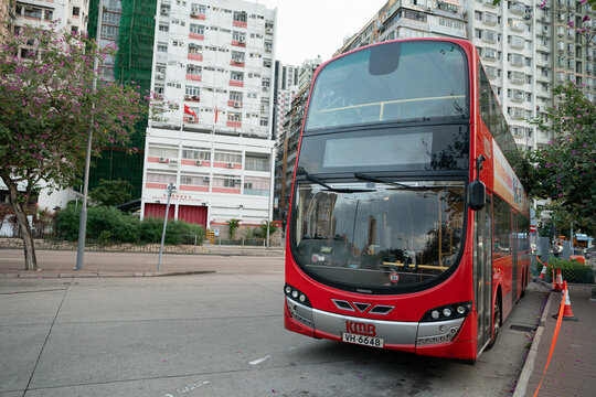 HONG KONG, CHINA - DECEMBER 06, 2023: Volvo double-decker bus as seen in Hong Kong.