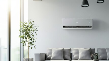 Energy-saving air conditioning, fresh and natural modern living room.