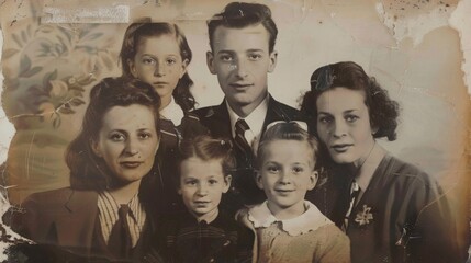 Fototapeta premium Vintage Family Portrait in Black and White