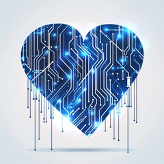 digital heart shaped like a circuit board