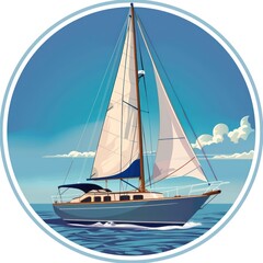 Fototapeta premium sailboat illustration with a blue-sky background