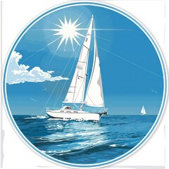 Obraz premium sailboat illustration with a blue-sky background