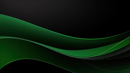 abstract green waves on black vector background