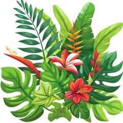 tropical foliage on a white background
