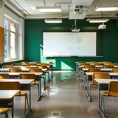 classroom with whiteboard