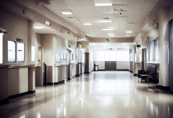 'hall deep hospital corridor office building interior hallway floor room white empty modern health...