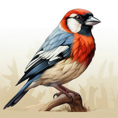 Fototapeta premium Watercolor Finch vector, clipart Illustration, Generative Ai