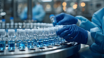 Pharmaceutical Technician in Sterile Lab Conducting Quality Control in Drug Production