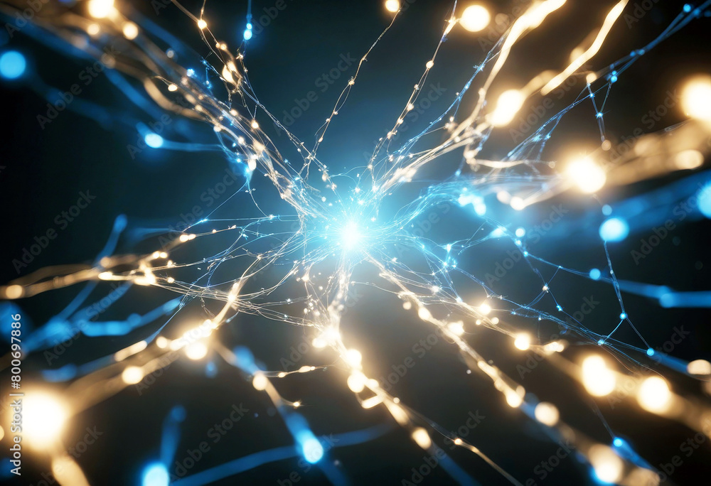 Aufkleber 'particles lines connection glowing blue big datum innovation network business cyberspace background