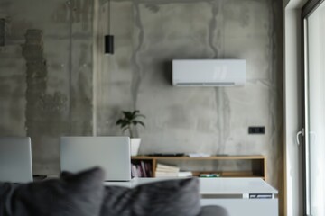 Energy-saving air conditioning, fresh and natural modern living room.
