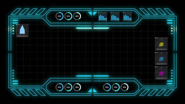 A futuristic HUD frame, ideal for business, industry, and beyond, perfect for presentations and advertising. 4K video for mobile devise