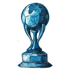 flat design of a world cup award, blue color on white background