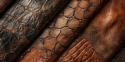 Close-up of a brown leather couch with a matching leather cover. Luxurious and sophisticated upholstery detail