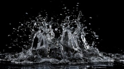 gushing water from one spring on a black background - Powered by Adobe