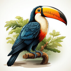 Watercolor Toucan vector, clipart Illustration, Generative Ai