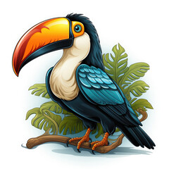 Fototapeta premium Watercolor Toucan vector, clipart Illustration, Generative Ai