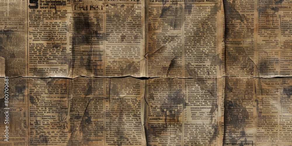 Poster page of a newspaper crowded with abundant writing. engaging and information-rich editorial layout
