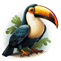 Obraz premium Watercolor Toucan vector, clipart Illustration, Generative Ai