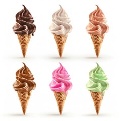 Ice cream cones with different flavors