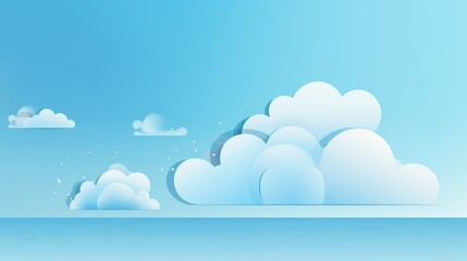 fluffy clouds paper art style background