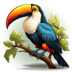Fototapeta premium Watercolor Toucan vector, clipart Illustration, Generative Ai
