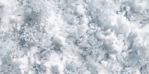 Fototapeta premium Snow-covered landscape with a thick layer of snow on the ground. Pristine and tranquil winter scene