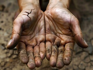Fototapeta premium Cracked Knuckles, Represents anxiety or nervous habits, symbolizing physical manifestations of stress or discomfort