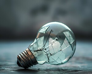 Cracked Lightbulb, Symbolizes a disruption in innovation or thought, representing a break in the flow of ideas or creativity