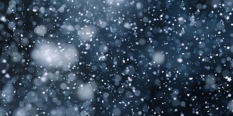 Black and white photo capturing snowflakes falling from the sky. Timeless and serene winter moment