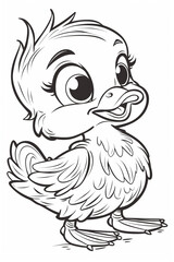 Obraz premium Cute baby duck,coloring for kids showing an amazing cartoon style.There is no shade behind.