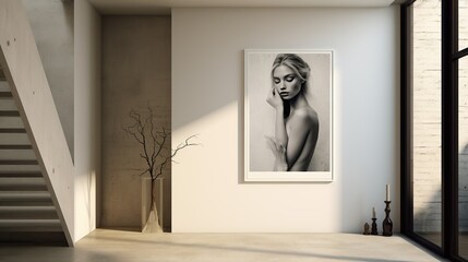 Fototapeta premium minimalism, beautiful paintings that are harmoniously integrated into the interior