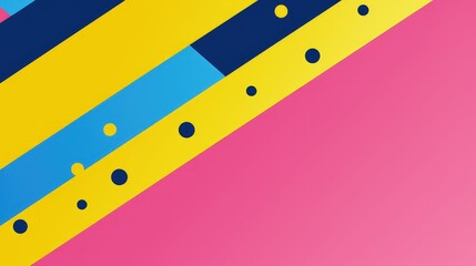 background design with colorful stripes and dots on pink, with yellow lines 