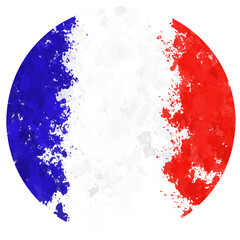 french flag in round shape with paint splashes