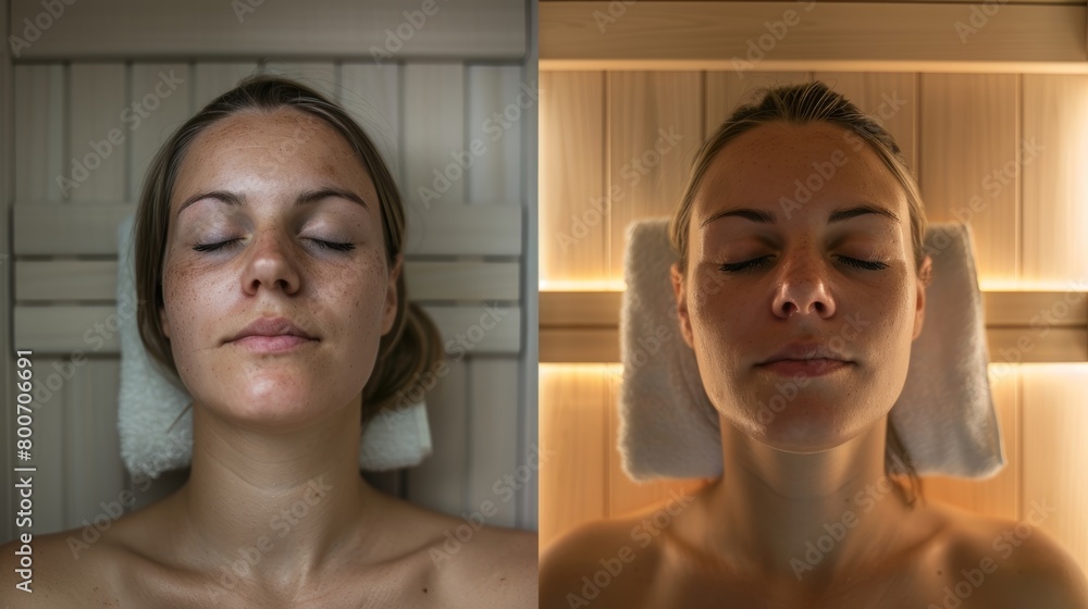 Poster a side by side comparison of energy levels with the before photo showing a person slumped over and t
