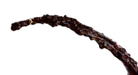 Coffee drink water mix bean seed fall pouring down form line of espresso black coffee splashes drop roasted coffee bean attack fluttering in air, stop motion freeze. Splash water drink seed texture