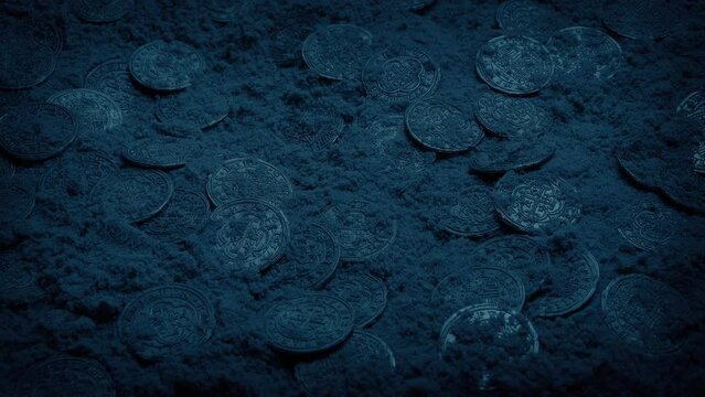Shipwreck Gold Coins In The Sand
