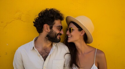 Summer Love: Playful Couple with Sunny Vibes. Generative AI.