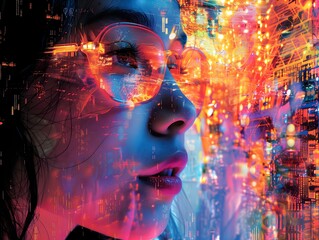 a captivating collage capturing the essence of virtual love in the Metaverse. Incorporate vibrant digital elements, such as avatars, virtual landscapes, and interactive experiences