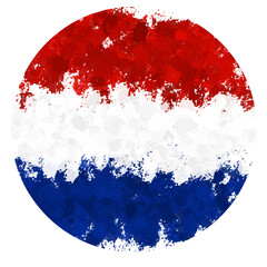 round dutch flag with splashes of paint