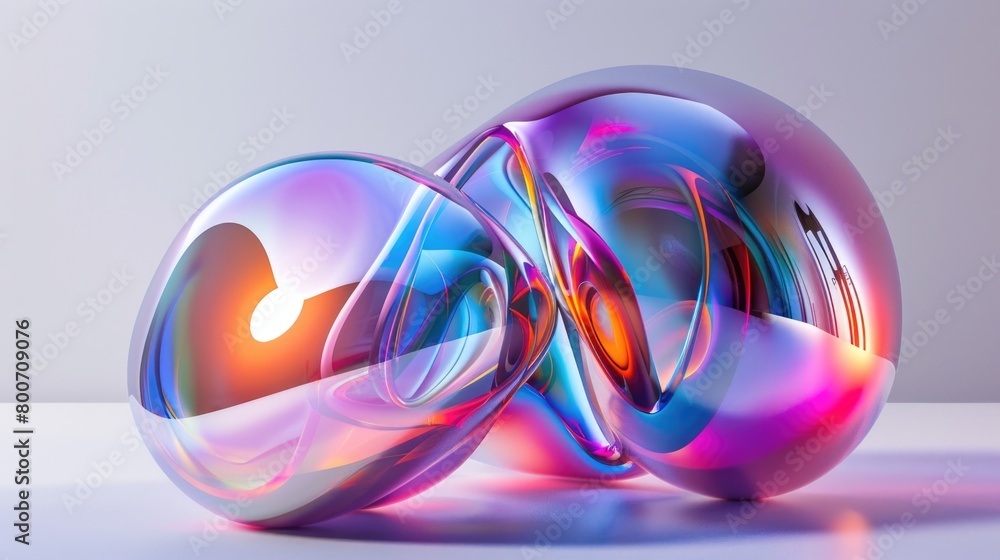 Poster holo abstract 3d shape. ai generative.