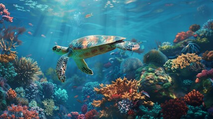 green sea turtle swimming