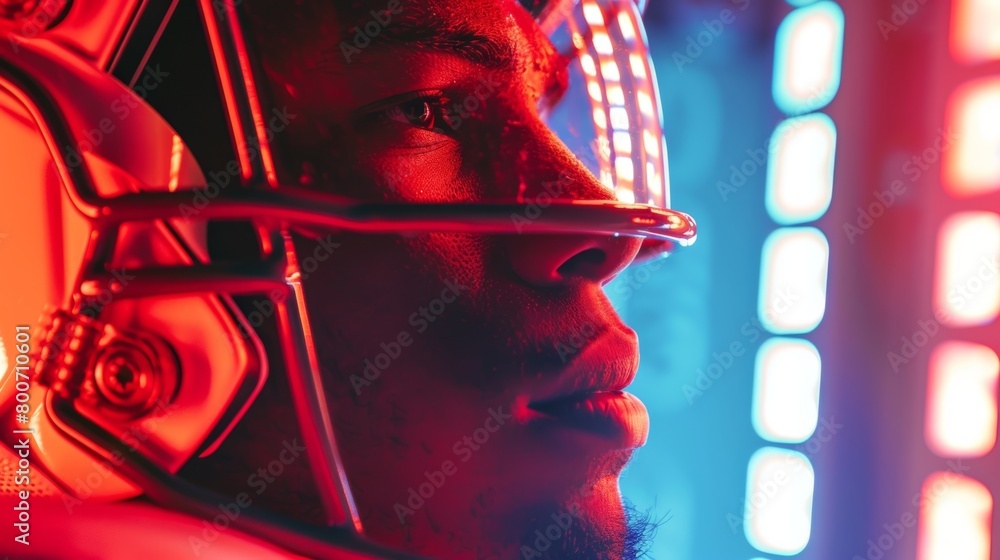 Poster a football player using an infrared sauna to sweat out toxins and improve their overall performance.