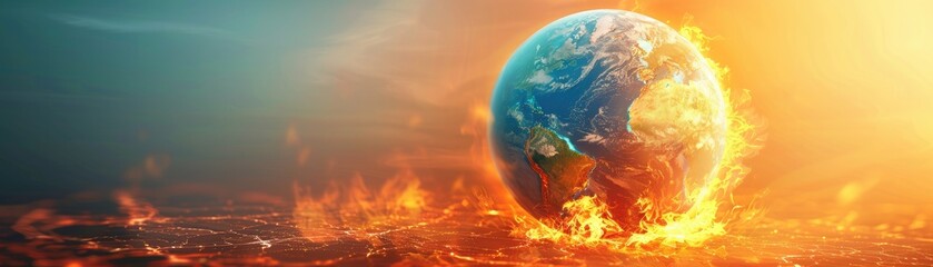 The Earth ablaze, vividly illustrating the dire state of climate change