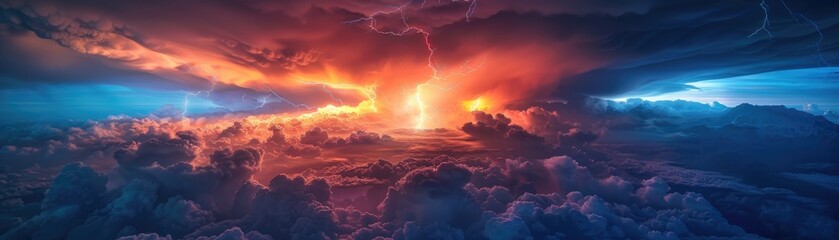 Volcanic lightning storm wreaking havoc across tumultuous cloudscapes