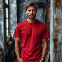 Photo of a man wearing a tshirt with space for the design