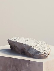 Contemporary minimalist scene of a jagged stone as a decoration or even poidum for photo product.
