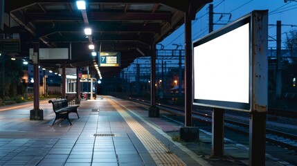 Blank mockup of a train station billboard highlighting a local charity and their impactful mission. .