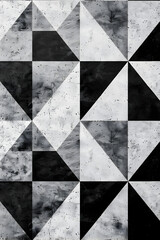 A black and white photo of a pattern of triangles