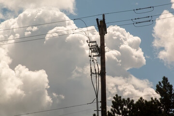 power lines and clouds