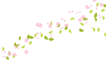 isolated cherry blossom blowing in the air with transparency PNG background, Sakura, element, decoration object, natural theme, springtime, 
